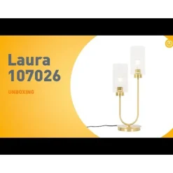 QAZQA Tischlampen|Wohnzimmerlampen*Art-Deco-Tischlampe Gold mit Glas 2-flammig - Laura