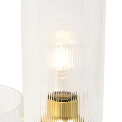 QAZQA Tischlampen|Wohnzimmerlampen*Art-Deco-Tischlampe Gold mit Glas 2-flammig - Laura