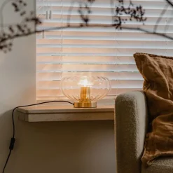 QAZQA Küchenlampen|Tischlampen*Art-Deco-Tischlampe Gold mit Glas - Ayesha