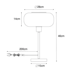 QAZQA Schlafzimmerlampen|Küchenlampen*Art-Deco-Tischlampe schwarz mit Rauchglas - Bizle