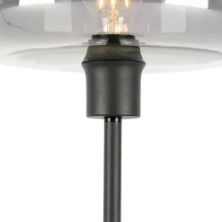 QAZQA Schlafzimmerlampen|Küchenlampen*Art-Deco-Tischlampe schwarz mit Rauchglas - Bizle