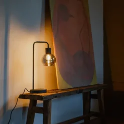 QAZQA Schlafzimmerlampen|Küchenlampen*Art-Deco-Tischlampe schwarz mit Rauchglas - Vidro