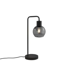 QAZQA Schlafzimmerlampen|Küchenlampen*Art-Deco-Tischlampe schwarz mit Rauchglas - Vidro