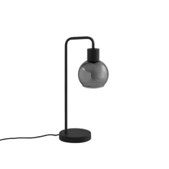 QAZQA Schlafzimmerlampen|Küchenlampen*Art-Deco-Tischlampe schwarz mit Rauchglas - Vidro