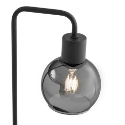 QAZQA Schlafzimmerlampen|Küchenlampen*Art-Deco-Tischlampe schwarz mit Rauchglas - Vidro