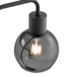 QAZQA Schlafzimmerlampen|Küchenlampen*Art-Deco-Tischlampe schwarz mit Rauchglas - Vidro