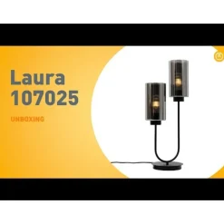 QAZQA Schlafzimmerlampen|Küchenlampen*Art-Deco-Tischlampe schwarz mit Rauchglas 2-flammig – Laura