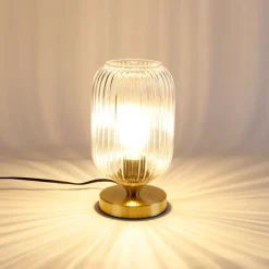 QAZQA Tischlampen|Wohnzimmerlampen*Art-Deco-Tischleuchte Messing mit Glas - Banci