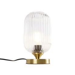 QAZQA Tischlampen|Wohnzimmerlampen*Art-Deco-Tischleuchte Messing mit Glas - Banci