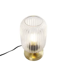 QAZQA Tischlampen|Wohnzimmerlampen*Art-Deco-Tischleuchte Messing mit Glas - Banci