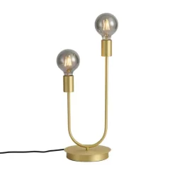 QAZQA Tischlampen|Wohnzimmerlampen*Art-Deco-Tischleuchte Messing 2-flammig - Tuning