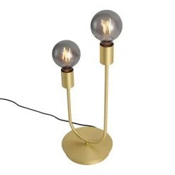 QAZQA Tischlampen|Wohnzimmerlampen*Art-Deco-Tischleuchte Messing 2-flammig - Tuning