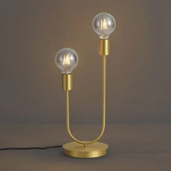 QAZQA Tischlampen|Wohnzimmerlampen*Art-Deco-Tischleuchte Messing 2-flammig - Tuning