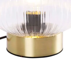 QAZQA Schlafzimmerlampen|Küchenlampen*Art-Deco-Tischleuchte Messing mit Glas - Karel