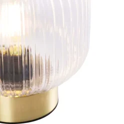 QAZQA Schlafzimmerlampen|Küchenlampen*Art-Deco-Tischleuchte Messing mit Glas - Karel