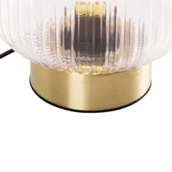 QAZQA Schlafzimmerlampen|Küchenlampen*Art-Deco-Tischleuchte Messing mit Glas - Karel