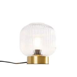 QAZQA Schlafzimmerlampen|Küchenlampen*Art-Deco-Tischleuchte Messing mit Glas - Karel