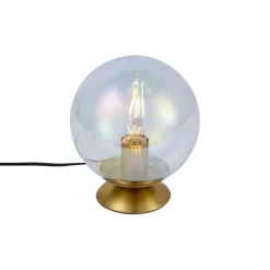 QAZQA Tischlampen|Wohnzimmerlampen*Art-Deco-Tischleuchte Messing mit Rauchglas-Regenbogen - Pallon