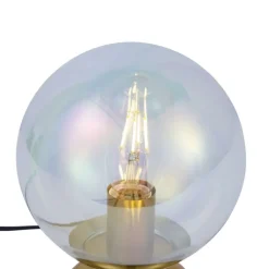 QAZQA Tischlampen|Wohnzimmerlampen*Art-Deco-Tischleuchte Messing mit Rauchglas-Regenbogen - Pallon