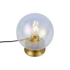 QAZQA Tischlampen|Wohnzimmerlampen*Art-Deco-Tischleuchte Messing mit Rauchglas-Regenbogen - Pallon