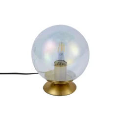 QAZQA Tischlampen|Wohnzimmerlampen*Art-Deco-Tischleuchte Messing mit Rauchglas-Regenbogen - Pallon