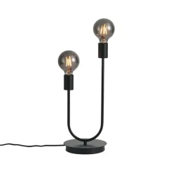 QAZQA Tischlampen|Wohnzimmerlampen*Art-Deco-Tischleuchte schwarz 2-flammig - Tuning