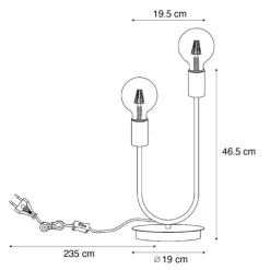 QAZQA Tischlampen|Wohnzimmerlampen*Art-Deco-Tischleuchte schwarz 2-flammig - Tuning