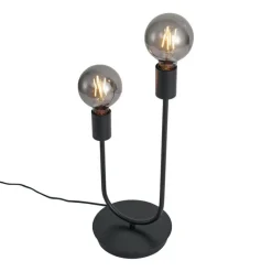 QAZQA Tischlampen|Wohnzimmerlampen*Art-Deco-Tischleuchte schwarz 2-flammig - Tuning