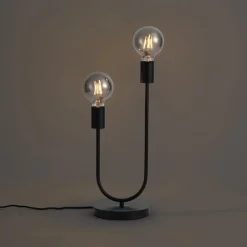 QAZQA Tischlampen|Wohnzimmerlampen*Art-Deco-Tischleuchte schwarz 2-flammig - Tuning
