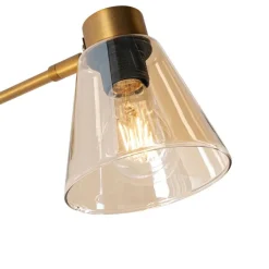 QAZQA Wandleuchten|Wohnzimmerlampen*Art-Deco-Wandleuchte aus Bronze mit Marmor und bernsteinfarbenem Glas – Nina