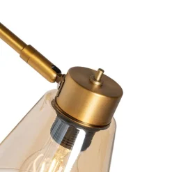 QAZQA Wandleuchten|Wohnzimmerlampen*Art-Deco-Wandleuchte aus Bronze mit Marmor und bernsteinfarbenem Glas – Nina