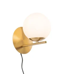 QAZQA Wandleuchten|Wohnzimmerlampen*Art-Deco-Wandleuchte aus Gold und Opalglas - Flore