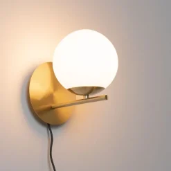 QAZQA Wandleuchten|Wohnzimmerlampen*Art-Deco-Wandleuchte aus Gold und Opalglas - Flore