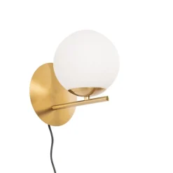 QAZQA Wandleuchten|Wohnzimmerlampen*Art-Deco-Wandleuchte aus Gold und Opalglas - Flore