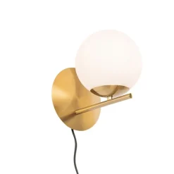 QAZQA Wandleuchten|Wohnzimmerlampen*Art-Deco-Wandleuchte aus Gold und Opalglas - Flore