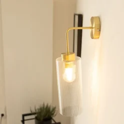 QAZQA Wandleuchten|Wohnzimmerlampen*Art-Deco-Wandleuchte Gold mit Glas - Laura