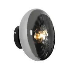 QAZQA Schlafzimmerlampen|Küchenlampen*Art-Deco-Wandleuchte schwarz mit Rauchglas - Ayesha