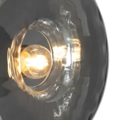 QAZQA Schlafzimmerlampen|Küchenlampen*Art-Deco-Wandleuchte schwarz mit Rauchglas - Ayesha