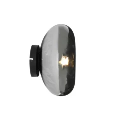 QAZQA Schlafzimmerlampen|Küchenlampen*Art-Deco-Wandleuchte schwarz mit Rauchglas - Ayesha