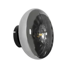 QAZQA Schlafzimmerlampen|Küchenlampen*Art-Deco-Wandleuchte schwarz mit Rauchglas - Ayesha