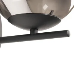 QAZQA Wandleuchten|Wohnzimmerlampen*Art-Deco-Wandleuchte schwarz und Rauchglas - Flore