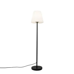 QAZQA Gartenbeleuchtung|Stehlampen Außen*Außen Stehlampe schwarz mit weißem Schirm 35 cm IP65 - Virginia