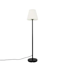 QAZQA Gartenbeleuchtung|Stehlampen Außen*Außen Stehlampe schwarz mit weißem Schirm 35 cm IP65 - Virginia