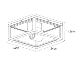 QAZQA Gartenbeleuchtung|Badezimmerlampen*Außendeckenleuchte schwarz mit geripptem Glas 2-flammig IP44 - Charlois