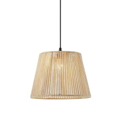 QAZQA Gartenbeleuchtung|Pendelleuchten Außen*Außenhängeleuchte schwarz mit beigefarbenem Seilschirm IP44 - Cava Jayla