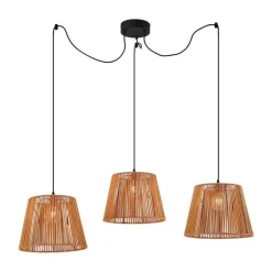 QAZQA Gartenbeleuchtung|Pendelleuchten Außen*Außenhängeleuchte schwarz mit orangefarbenen Seilschirmen 3-flammig IP44 - Cava Jayla