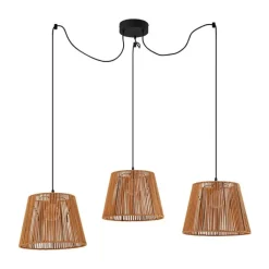 QAZQA Gartenbeleuchtung|Pendelleuchten Außen*Außenhängeleuchte schwarz mit orangefarbenen Seilschirmen 3-flammig IP44 - Cava Jayla