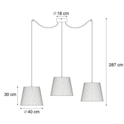 QAZQA Gartenbeleuchtung|Pendelleuchten Außen*Außenhängeleuchte schwarz mit orangefarbenen Seilschirmen 3-flammig IP44 - Cava Jayla