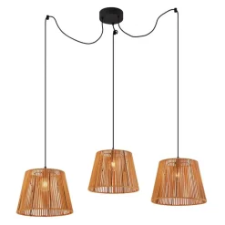 QAZQA Gartenbeleuchtung|Pendelleuchten Außen*Außenhängeleuchte schwarz mit orangefarbenen Seilschirmen 3-flammig IP44 - Cava Jayla