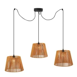 QAZQA Gartenbeleuchtung|Pendelleuchten Außen*Außenhängeleuchte schwarz mit orangefarbenen Seilschirmen 3-flammig IP44 - Cava Jayla